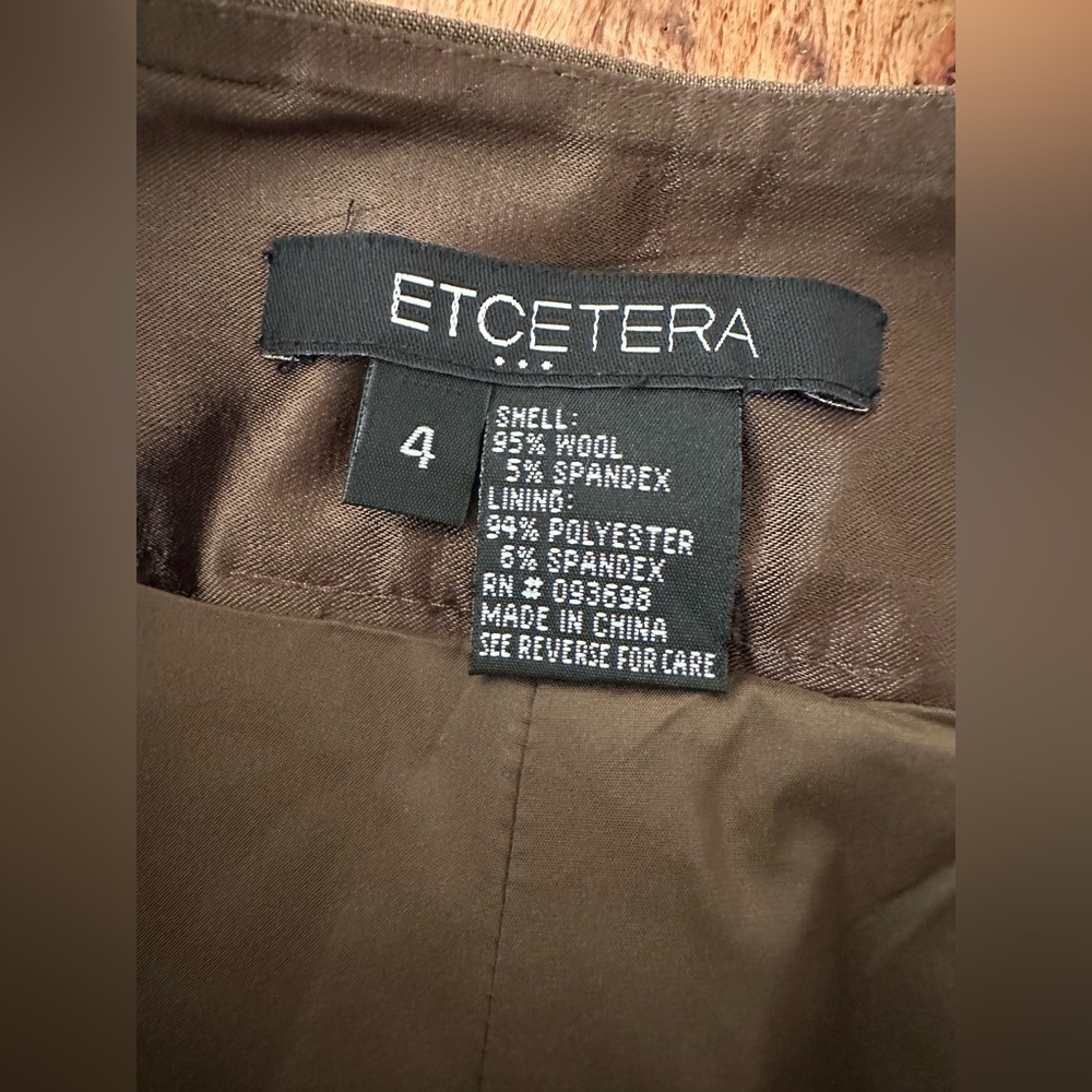 New Etcetera Woman’s Brown Wool Classic Pants Stretch, Sz 4 - Picture 6 of 9